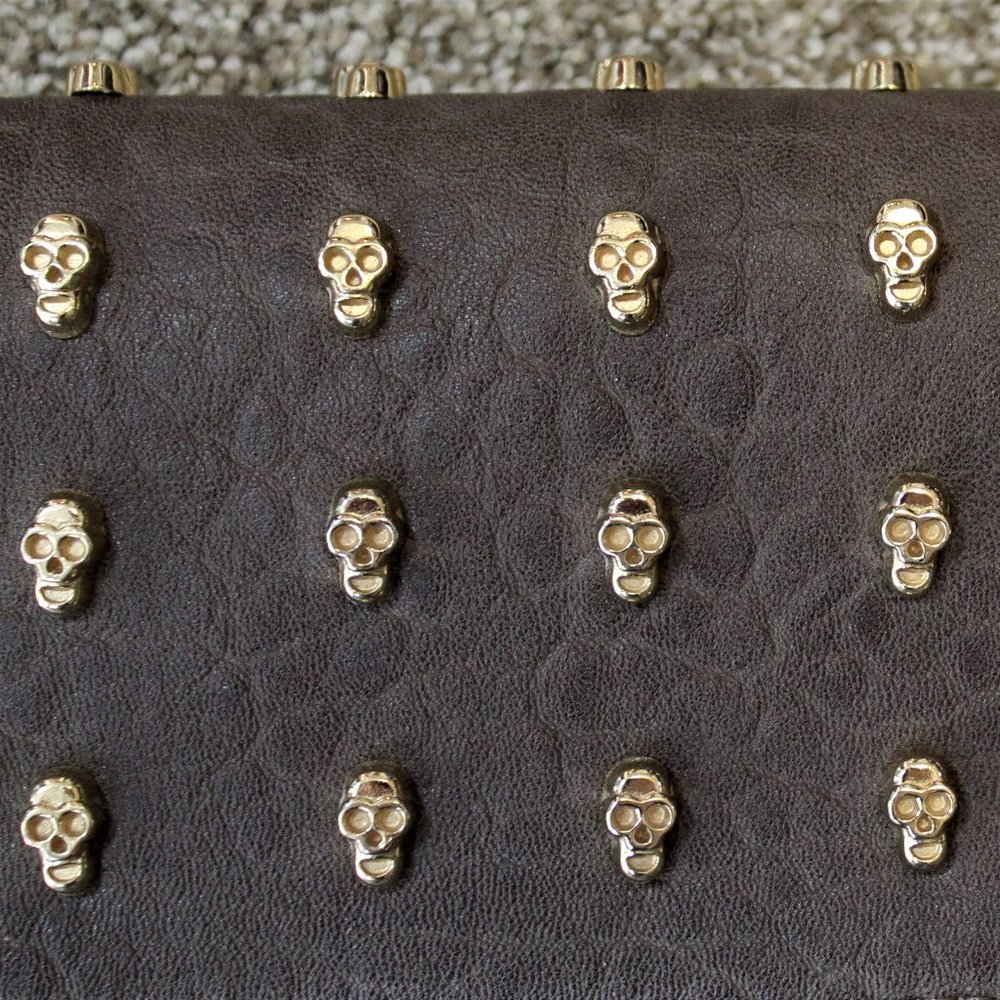 Urban Express ions Brown Skull Head Vegan Leather Purse